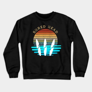 Retro Sunset With Surfer On The Waves Crewneck Sweatshirt